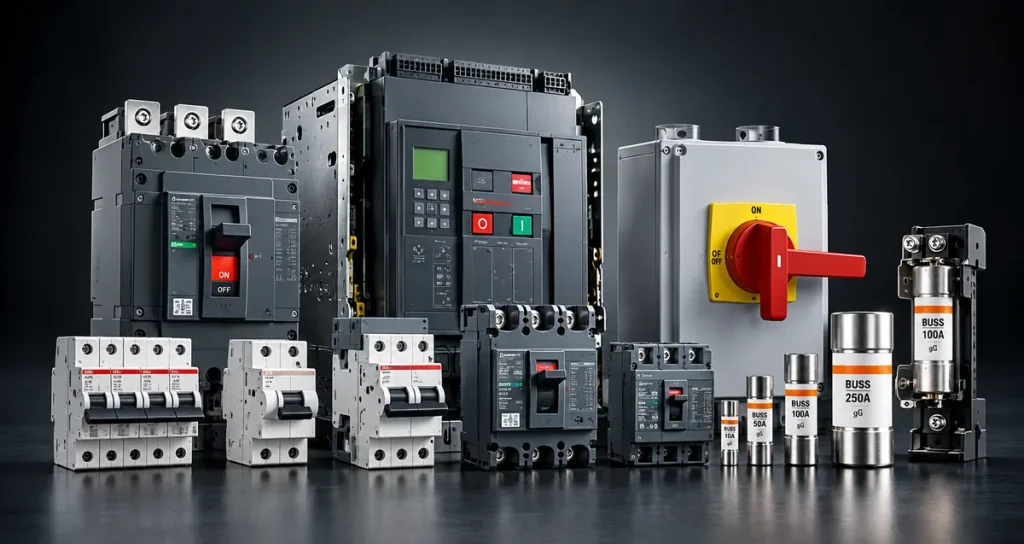 Interruptores termomagneticos eléctricos, desconectadores y fusibles para aplicaciones industriales